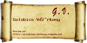 Golobics Várkony névjegykártya